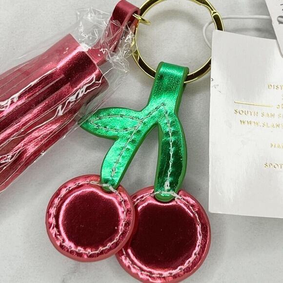 Slant Collections Metallic Cherry Tassel Keychain Keyring - Picture 10 of 12